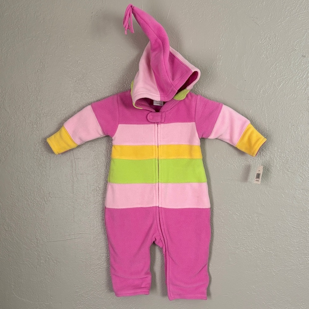 Vintage OshKosh B’gosh Hooded Fleece Baby Girls Winter Snowsuit 6-9 Months Pink